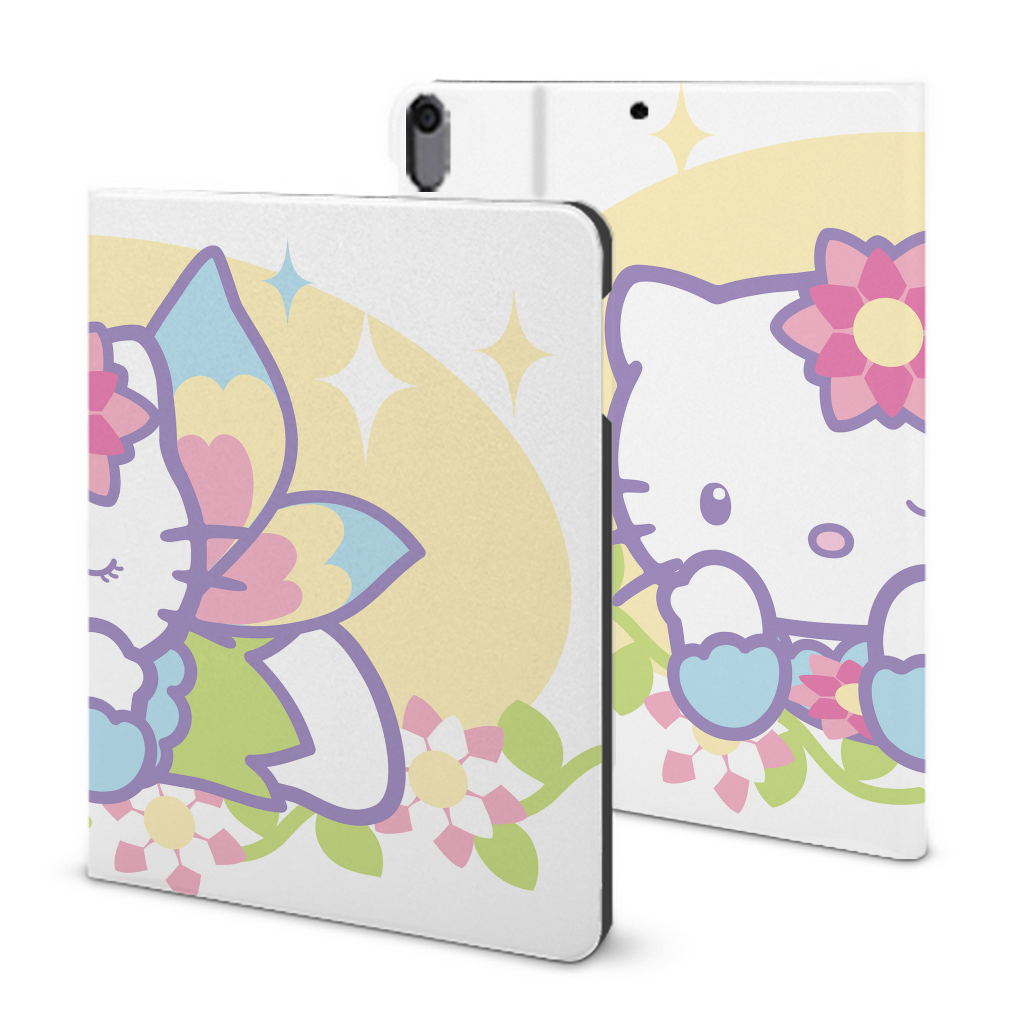 （画像用） Hello Kitty ハローキティ IPad ケース ブック型 PUレザー TPU 耐衝撃 軽量 薄型 ペン収納なし 全面保護 IPad 各モデル対応